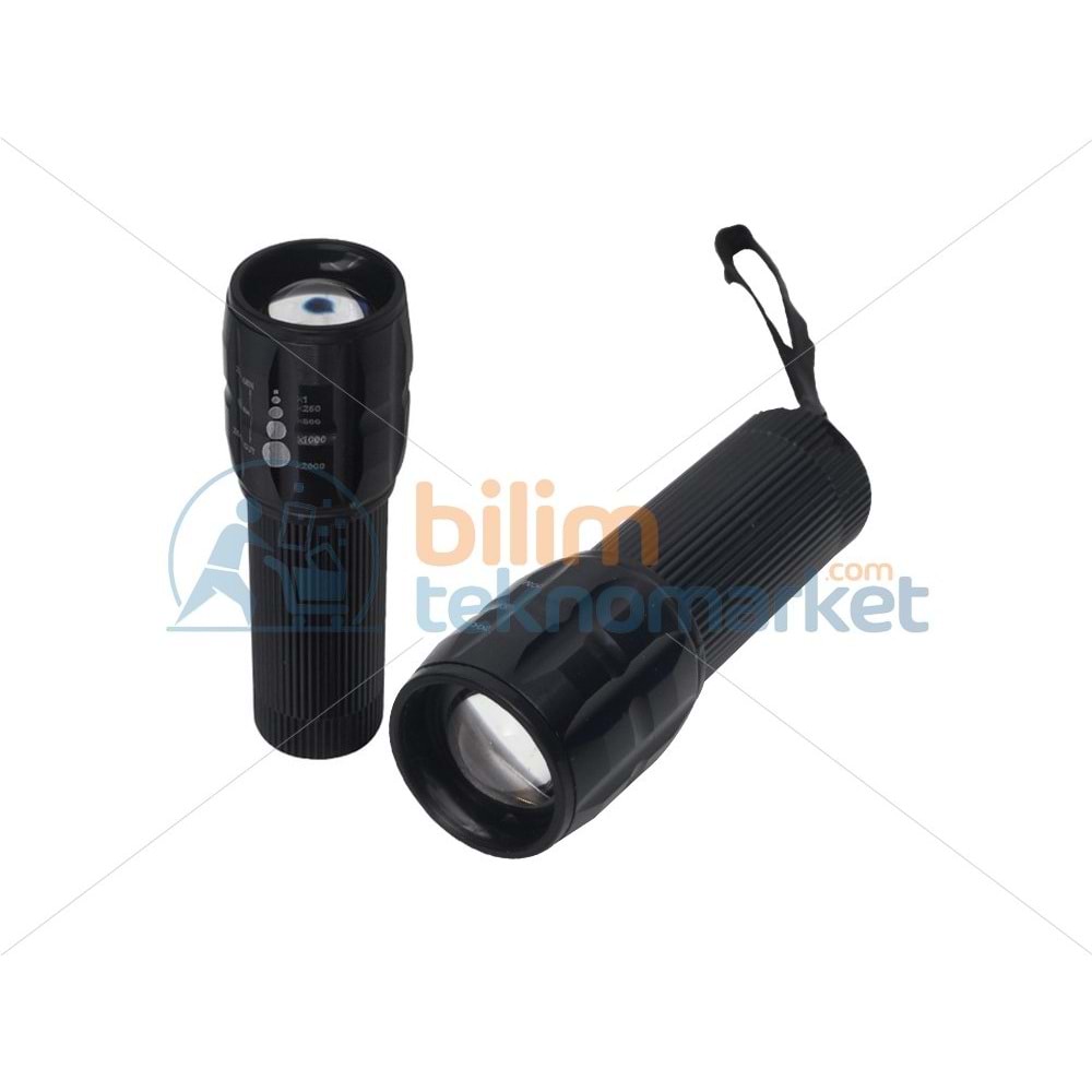POWERMASTER MX-7303 MERCEKLİ EL FENERİ POWER LEDLİ AAA PİLLİ ZOOMLU 9499