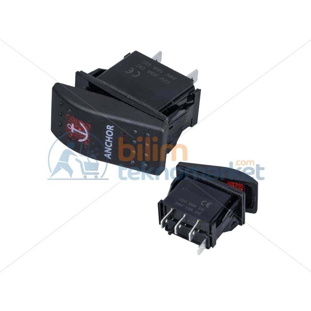 ÇAPA IRGATI IŞIKSIZ ANAHTAR 3P ON-OFF-ON 12-24V YAYLI MARIN SWITCH (IC-134M-S11)