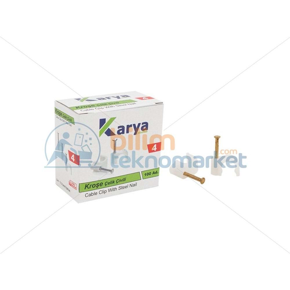 KARYA 4 NUMARA ÇELİK ÇİVİLİ 8 MM KROŞE (100'LÜ PAKET) 2770
