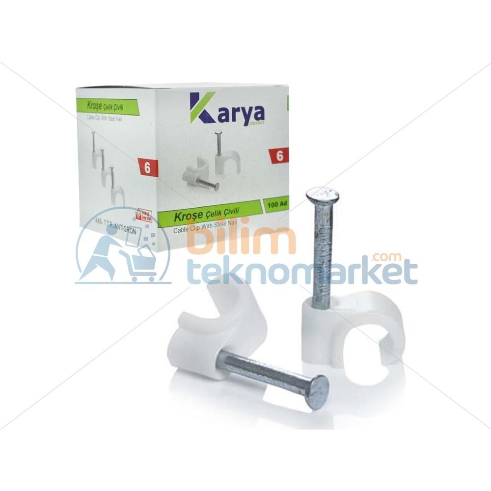 KARYA 6 NUMARA ÇELİK ÇİVİLİ 12 MM KROŞE (100'LÜ PAKET) 2771