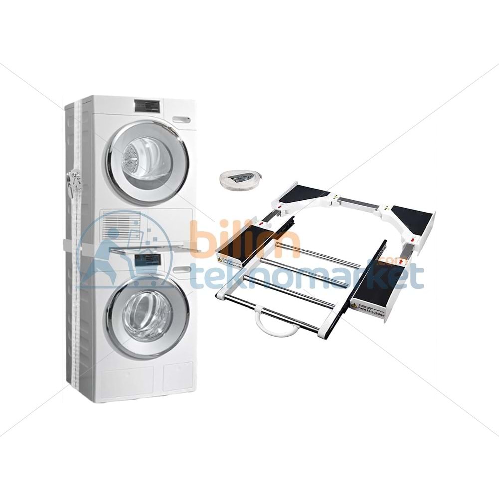 ÇAMAŞIR MAKİNESİ ÜZERİNE KURUTMA MAKİNESİ ASKILIKLI İSTİFLEME SETİ 30986