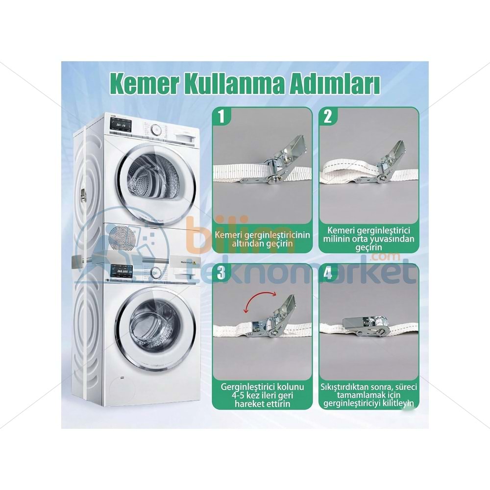 ÇAMAŞIR MAKİNESİ ÜZERİNE KURUTMA MAKİNESİ ASKILIKLI İSTİFLEME SETİ 30986