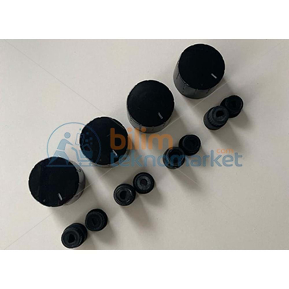 SET ÜSTÜ OCAK İÇİN ÜNİVERSAL DÜĞME TAKIMI - 4 LÜ SİYAH