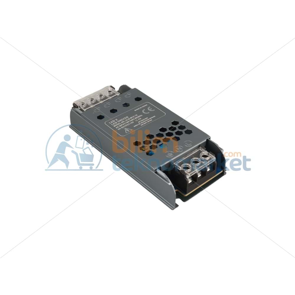 LEDX ALN-M12125 12 VOLT 12.5 AMPER 57X24X12MM ULTRA SLIM METAL KASA ADAPTÖR