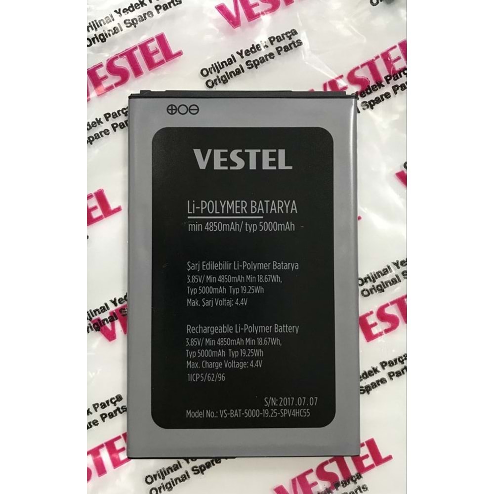 VESTEL VENÜS V4 BATARYA 4850 mAh/TYP 5000 mAh 30097747 ORİJİNAL