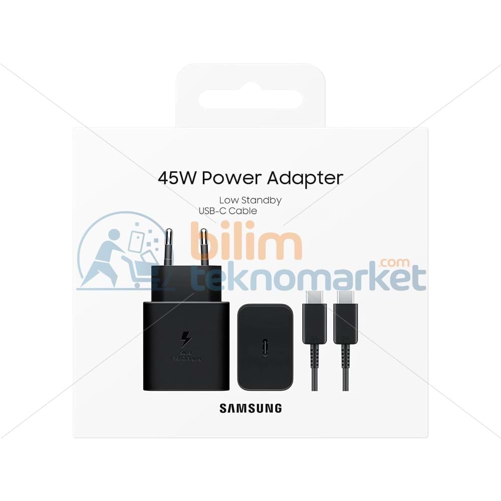 SAMSUNG EP-T4510X 45W PD TYPE-C SÜPER HIZLI ŞARJ CIHAZI TAKIMI SİYAH