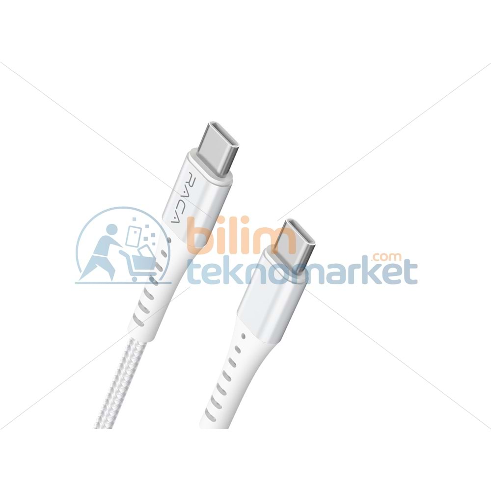 RACA RC10B 60 WATT TYPE-C TO TYPE-C ŞARJ VE DATA KABLOSU (1 METRE) - BEYAZ