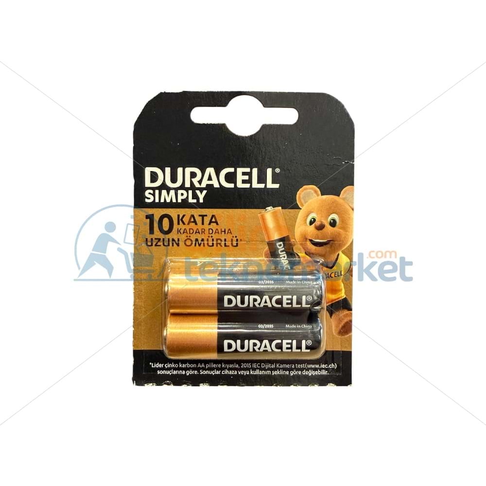 DURACELL LR6/MN1500 1.5 VOLT ALKALİN AA (KALIN) KALEM PİL 2'Lİ