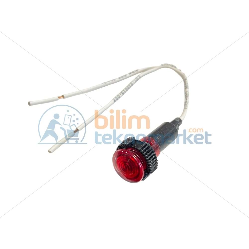 SİNYAL LAMBASI KABLOLU 10 MM 220V - KIRMIZI