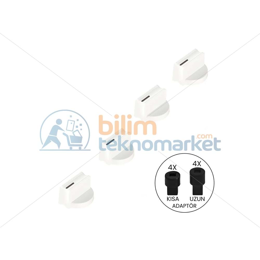 OCAK İÇİN ÇİFT ADAPTÖRLÜ BEYAZ DÜĞME SETİ