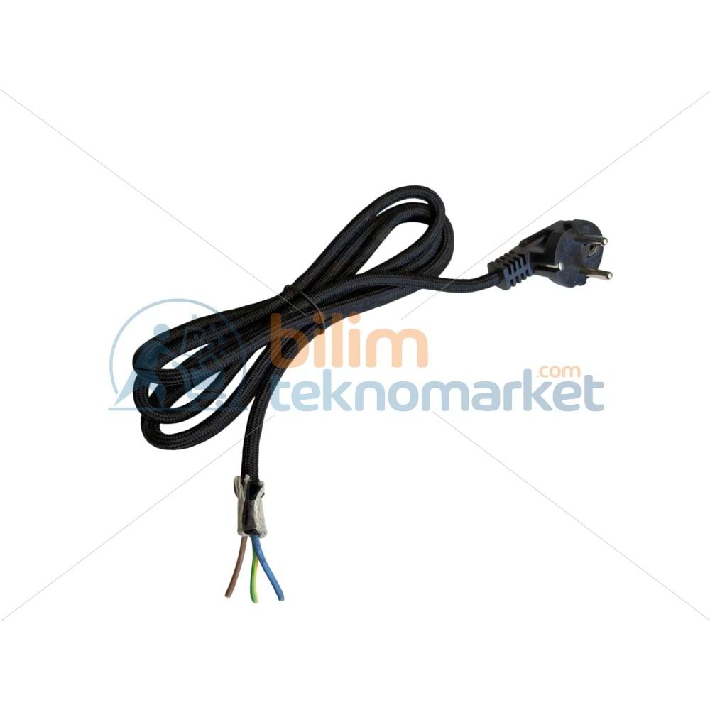 ÜTÜ KABLOSU SİLİKON YANMAZ KABLO (SİYAH) 220V