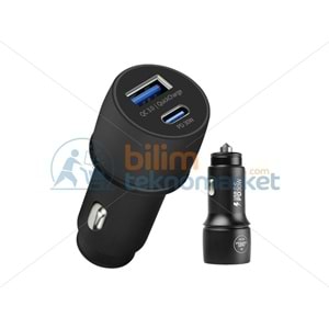 POWERWAY CC34 30W PD + QC 3.0 ÇİFT ÇIKIŞLI METAL ARAÇ ÇAKMAKLIK HIZLI ŞARJ ALETİ CİHAZI 29400