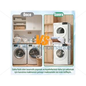 ÇAMAŞIR MAKİNESİ ÜZERİNE KURUTMA MAKİNESİ ASKILIKLI İSTİFLEME SETİ 30986