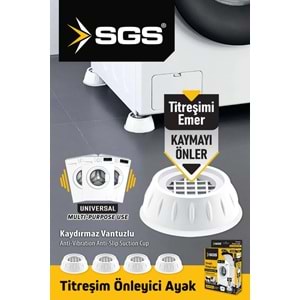 ÇAMAŞIR MAKİNESİ İÇİN TİTREŞİM ÖNLEYİCİ VAKUMLU KAYDIRMAZ AYAK 4,LÜ TAKIM - BEYAZ