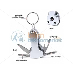ÇOK FONKSİYONLU MİNİ ÇAKI ANAHTARLIK + LED IŞIKLI TAŞINABİLİR CEP ALETİ