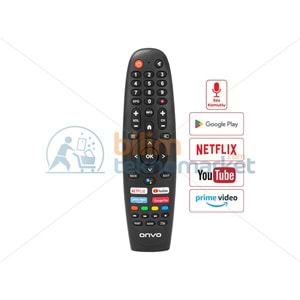 ONVO, PROFİLO, SABA NETFLIX-YOUTUBE-GOOGLE PLAY-PRIME VIDEO TUŞLU (SES KOMUTLU) LED TV KUMANDASI