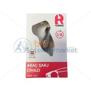 REDAKS RA21 2 USB ÇIKIŞLI ARAÇ ÇAKMAKLIK ŞARJ CİHAZI
