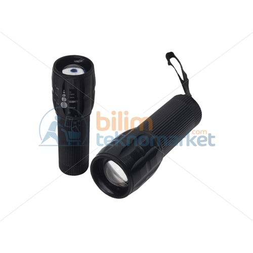 POWERMASTER MX-7303 MERCEKLİ EL FENERİ POWER LEDLİ AAA PİLLİ ZOOMLU 9499