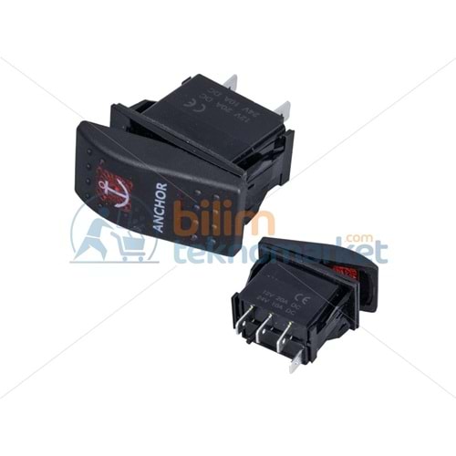 ÇAPA IRGATI IŞIKSIZ ANAHTAR 3P ON-OFF-ON 12-24V YAYLI MARIN SWITCH (IC-134M-S11)