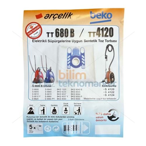 ARÇELİK S 4122 Kanguru Süpürge Sentetik Bez Toz Torbası (5,Adet)