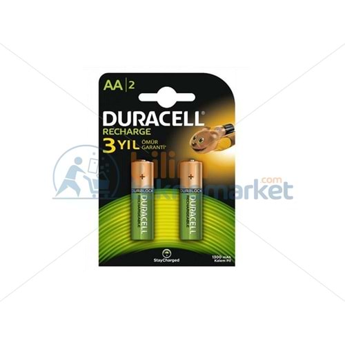 DURACELL HR6/DC1500 1300 MAH Nİ-MH ŞARJ EDİLEBİLİR AA KALEM PİL KALIN 2,Lİ