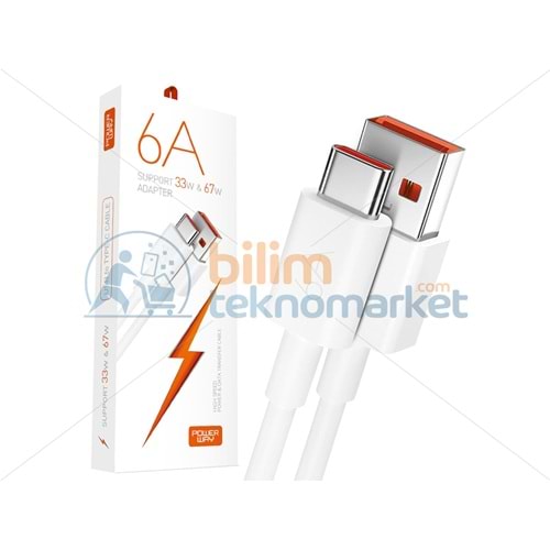 POWERWAY M6 TYPE-C TO USB-A PD 67W 6A 1 METRE ŞARJ DATA KABLOSU 30097962/26393