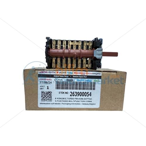 GRUNDİG 13000 X ANKASTRE FIRIN ŞALTERİ 6 KONUMLU KADEME ANAHTARI 263900054 ORİJİNAL