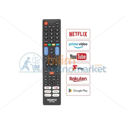 HUAYU KL URC1569 NETFLIX-YOUTUBE-PRIME VIDEO-GOOGLE PLAY-RAKUTEN TUŞLU 7İN1 UNİVERSAL LCD LED TV AKILLI KUMANDASI