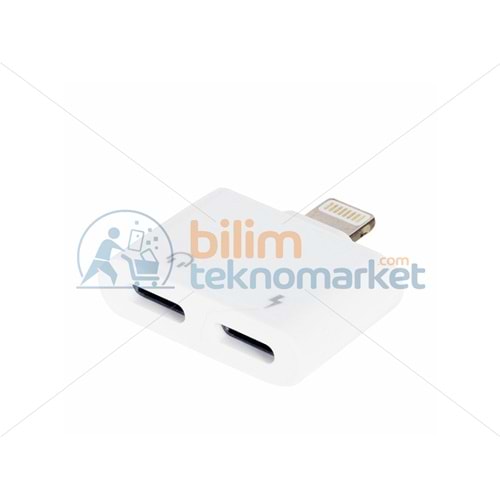 POWERMASTER PM-18853 IPHONE ŞARJ VE KULAKLIK ÇOKLAYICI ÇEVİRİCİ ADAPTÖR LIGHTNING TO 2 X TYPE-C 18853