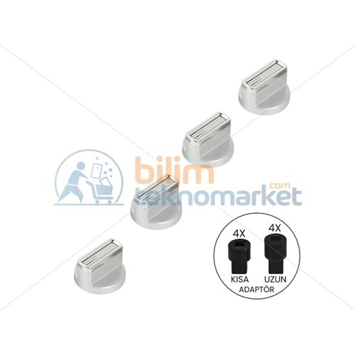 OCAK İÇİN ÇİFT ADAPTÖRLÜ İNOX KROM RENGİ DÜĞME SETİ