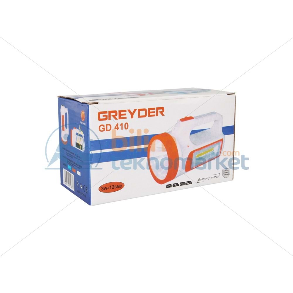 GREYDER GD-410 SOLAR ŞARJLI 3 WATT 12 LED EL FENERİ IŞILDAK 29408