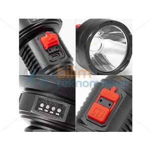 POWERMASTER HY-789 USB'Lİ 3 MODLU ŞARJLI EL FENERİ 7373
