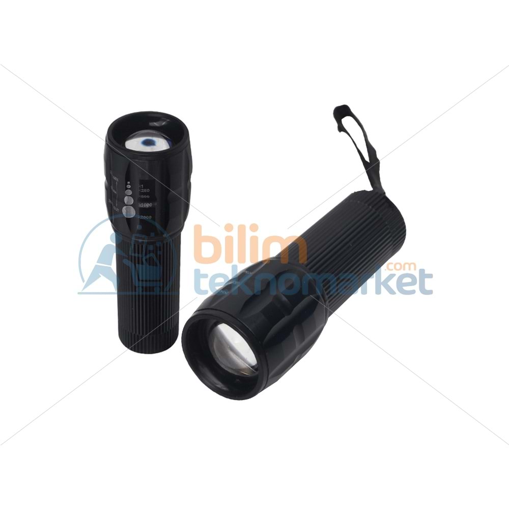 POWERMASTER MX-7303 MERCEKLİ EL FENERİ POWER LEDLİ AAA PİLLİ ZOOMLU 9499