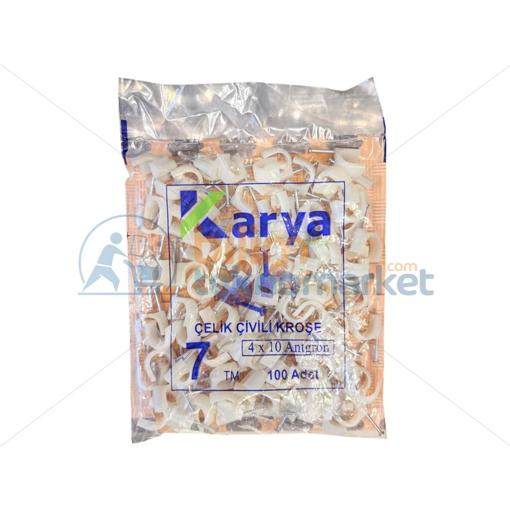 KARYA 7 NUMARA ÇELİK ÇİVİLİ 16 MM KROŞE (100'LÜ POŞET)