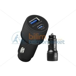 POWERWAY CC34 30W PD + QC 3.0 ÇİFT ÇIKIŞLI METAL ARAÇ ÇAKMAKLIK HIZLI ŞARJ ALETİ CİHAZI 29400
