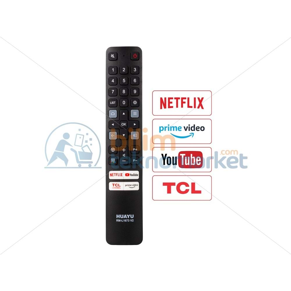 TCL RM-L1673 V2 NETFLIX - PRIME VIDEO - TCL CHANEL - YOUTUBE TUŞLU TCL LCD LED TV KUMANDASI 11434