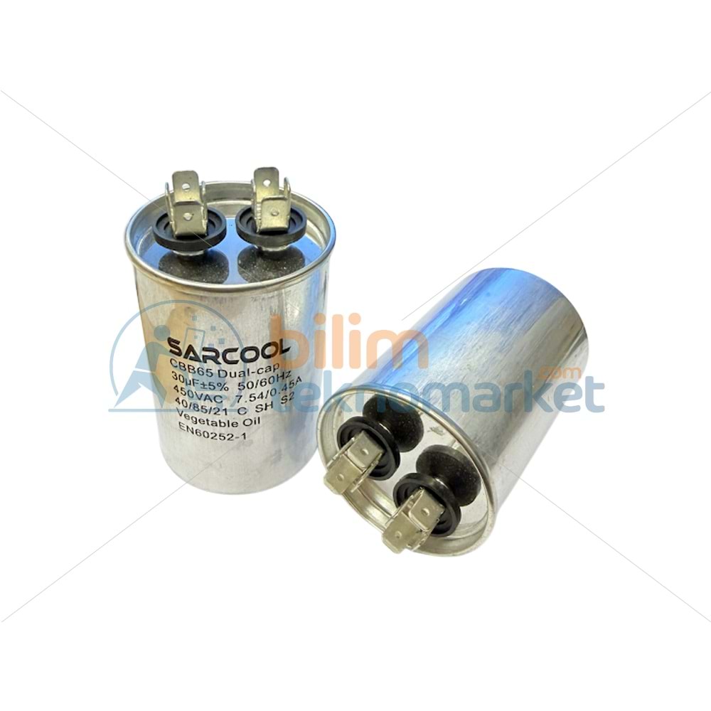 30 UF 450V KAPASİTÖR METAL GÖVDELİ KONDANSATÖR