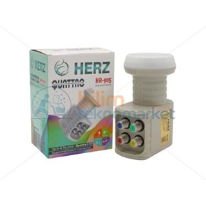 HERZ HR-905 DİGİTAL QUATTRO SANTRAL TİPİ KU-BAND LNB - ALTIN UÇLU 0.1DB