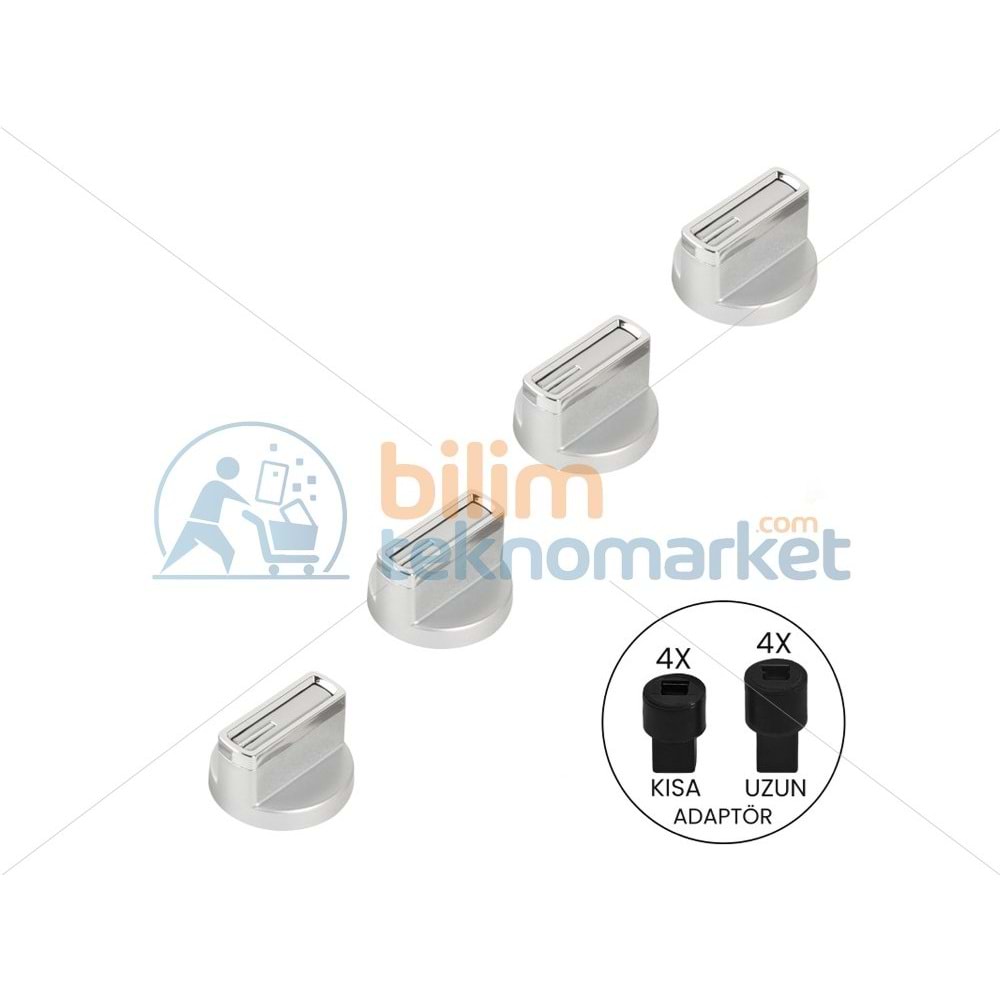 OCAK İÇİN ÇİFT ADAPTÖRLÜ İNOX KROM RENGİ DÜĞME SETİ